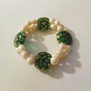 COPY - Murano Glass & 7-8mm Pearl Stretch Bracelet